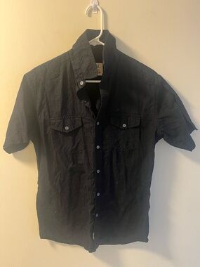 PD&C Black Short Sleeve Button-Up Shirt